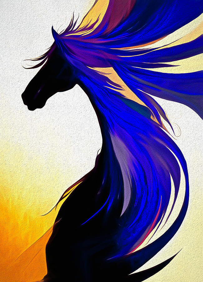 Silhouette Design of Horse Magic - There is a Horse Of Course. Digital Art by Lena Owens - OLena Art Vibrant Palette Knife and Graphic Design