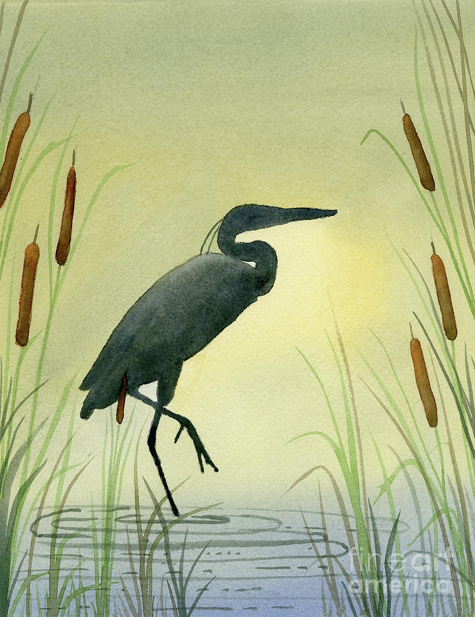 Silhouette Heron Painting by Norma Appleton