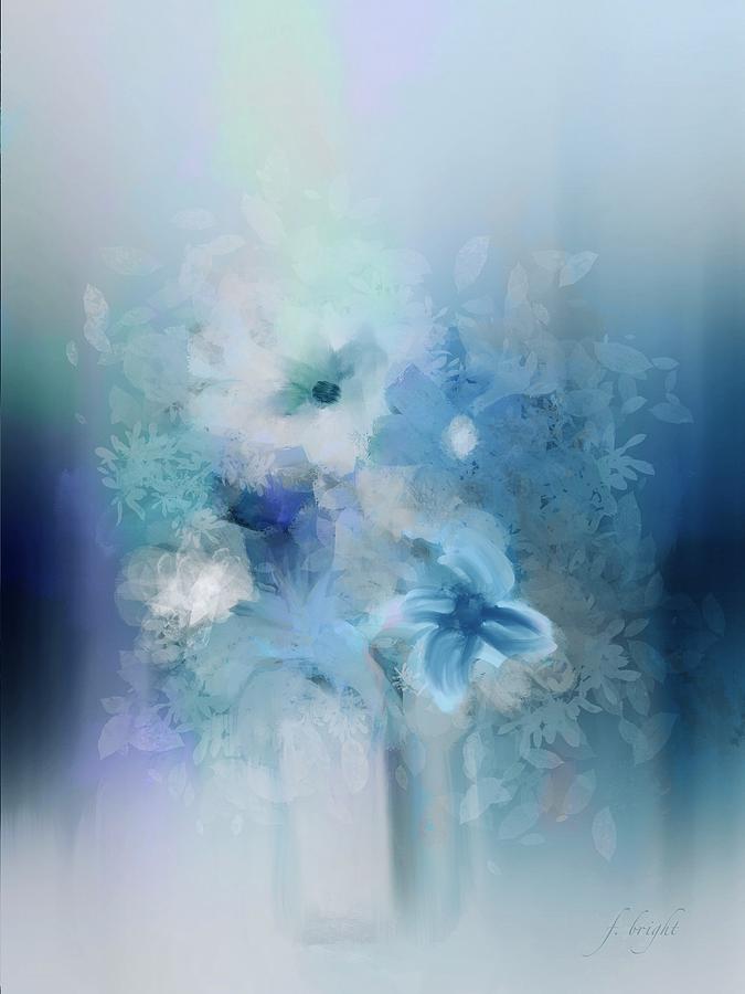 Silhouette in Blue Flowers Digital Art by Frank Bright