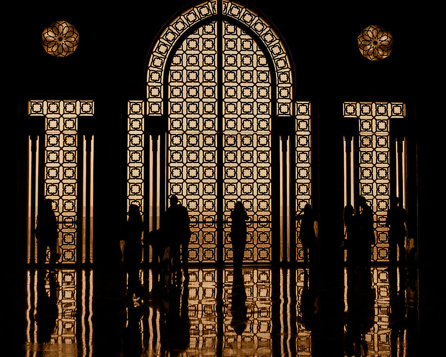 Silhouette inside King Hassan II mosque, Morocco Photograph by Philippe Marion