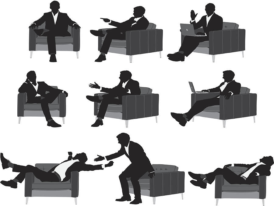 Silhouette of a businessman in different poses Drawing by 4x6