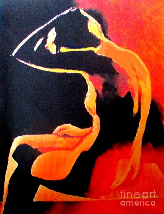 Impressionism Painting - Silhouette of a Lady at Dusk by Helena Wierzbicki