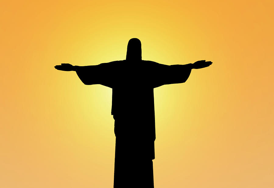 Silhouette of a statue to Jesus Christ in Rio de Janeiro Digital Art by ...