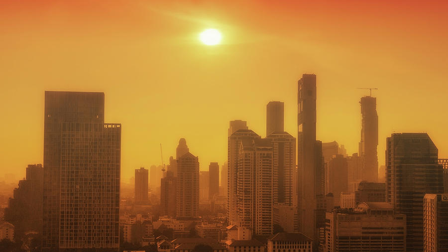 Silhouette Of Bangkok Skyscrapers Photograph