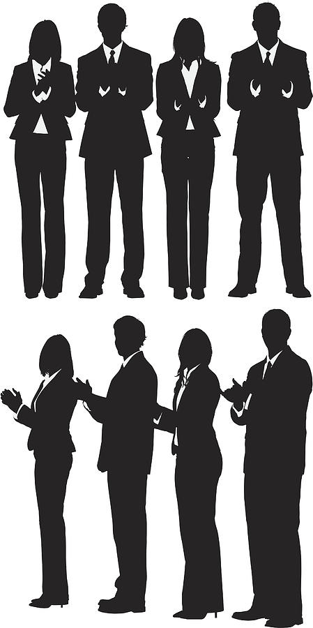Silhouette of business executives clapping Drawing by 4x6