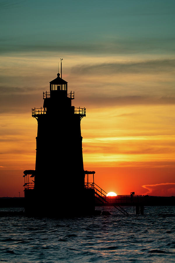 Silhouette of Conimicut Point Lighthouse Photograph by Denise Kopko