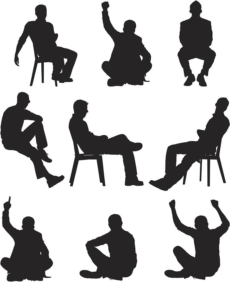 Silhouette of men in different poses Drawing by 4x6