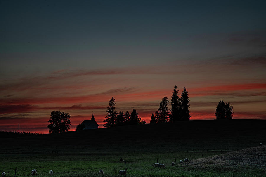 Silhouette of Rural Community Church  Photograph by Douglas Wielfaert