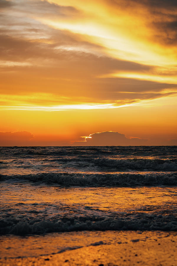 Silhouette Of The Beach During Golden Sunset. Photograph by Ellinnur ...