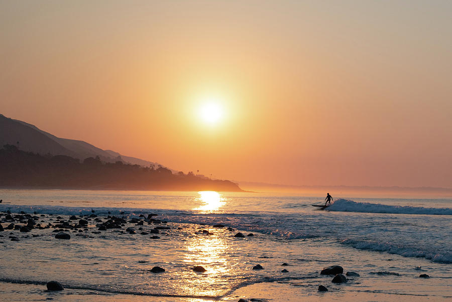 Silhouette Sunrise Surfer Photograph by Matthew DeGrushe