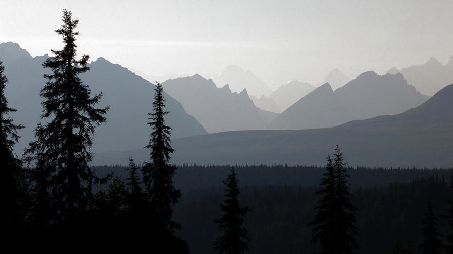 Mountain Photograph - Silhouetted Alaska Range by Chris Christensen