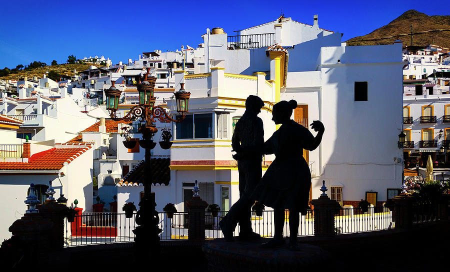 Silhouetted sculpture celebrating the Fandango, dance, in Competa, Province of Malaga, Andalucia Photograph by Panoramic Images