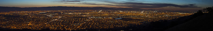 Silicon Valley Panorama at night with lights Photograph by Andreaskoeberl.com