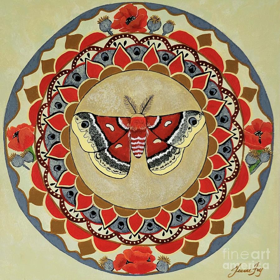 Silk Moth and Poppies Painting by Jean Fry