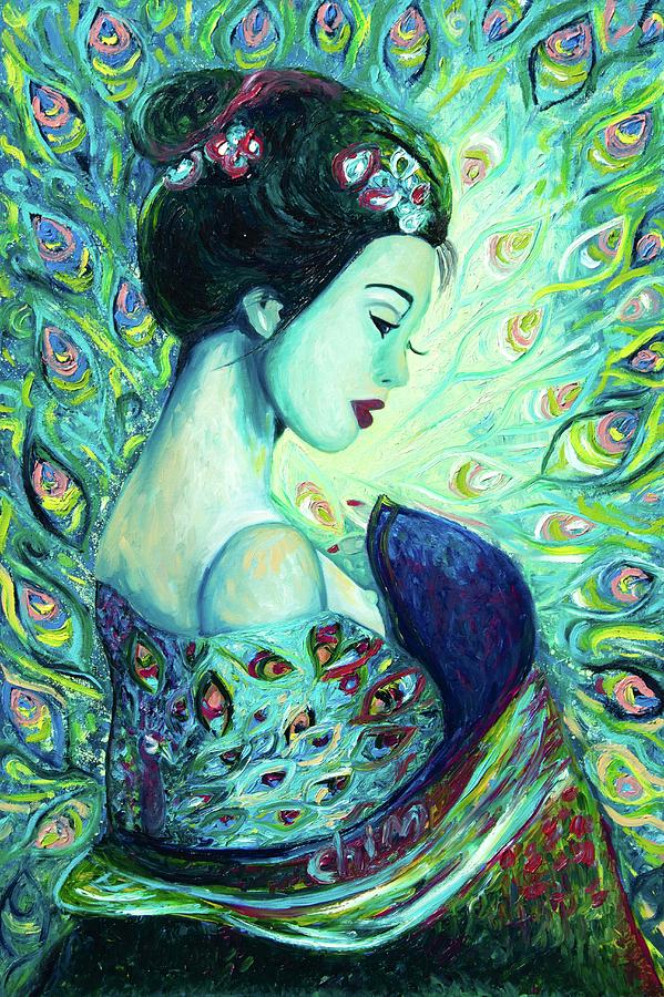 Silk Peafowl Painting by Chiara Magni