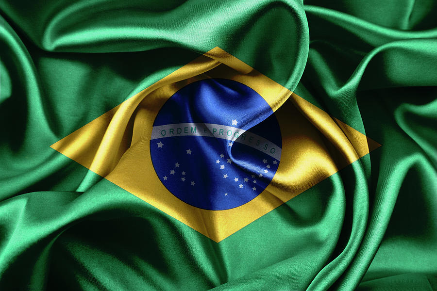 Flag Photograph - Silky Brazilian flag by Les Cunliffe