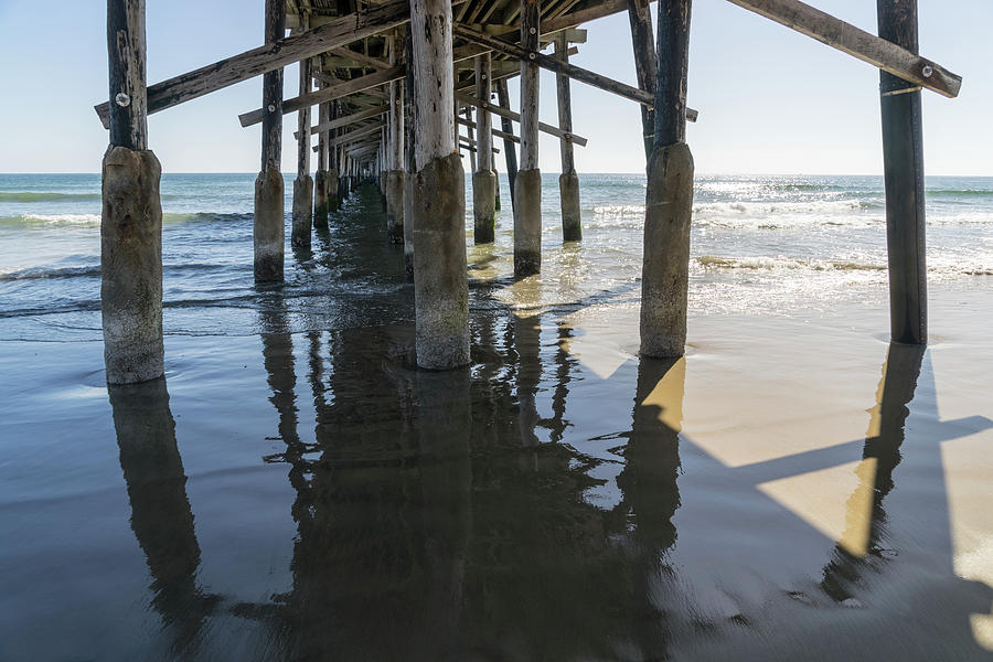 Silky Sands - Low Tide Under Newport Beach Pier Orange County California Photograph by Georgia Mizuleva