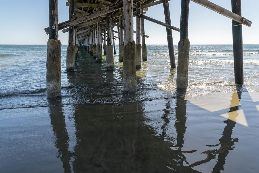 Silky Sands - Reflections Under Newport Beach Pier Orange County California Photograph by Georgia Mizuleva