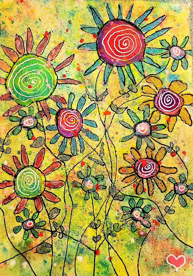 Silly Daisies Painting by Deahn Benware