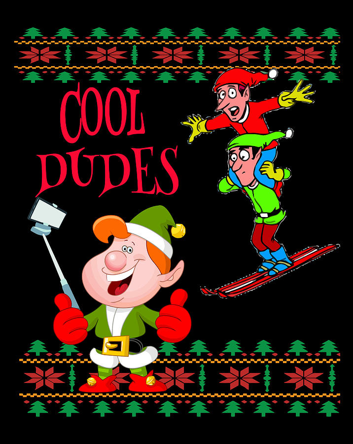 Silly Funny Ugly Christmas Apparel Elves Skiing Digital Art By Jessika Bosch