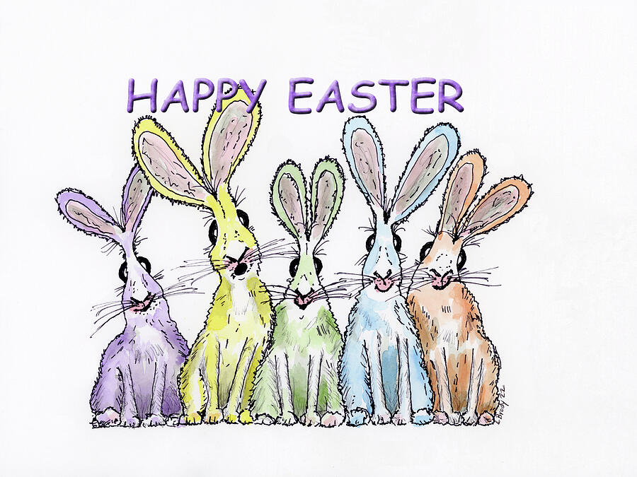 Silly Rabbits Happy Easter 2 Mixed Media by Linda Brody