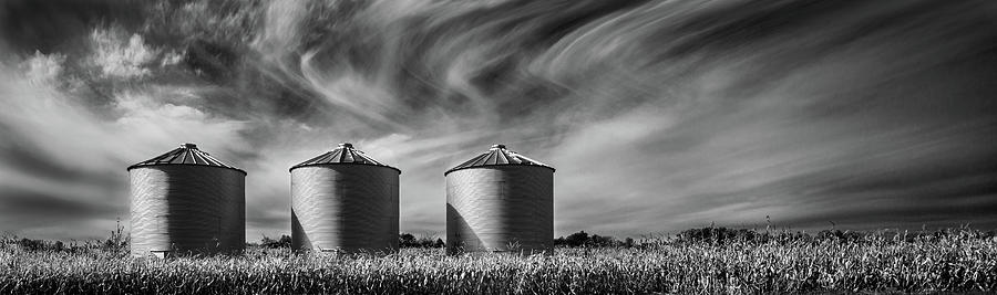 Silos In A November Cornfield Photograph by Mike Schaffner