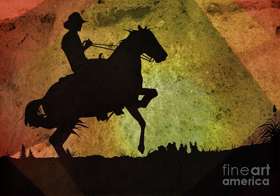 Silouhette Art   Wild West # 2  Mixed Media by Elaine Manley