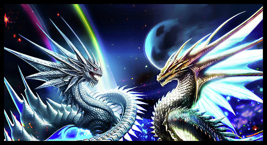 Silver and Gold Dragons Digital Art by Shawn Dall