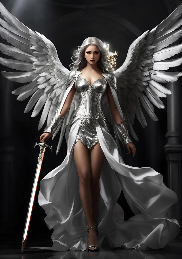 Silver Armored Angel V2 Digital Art by Jim Brey - Fine Art America