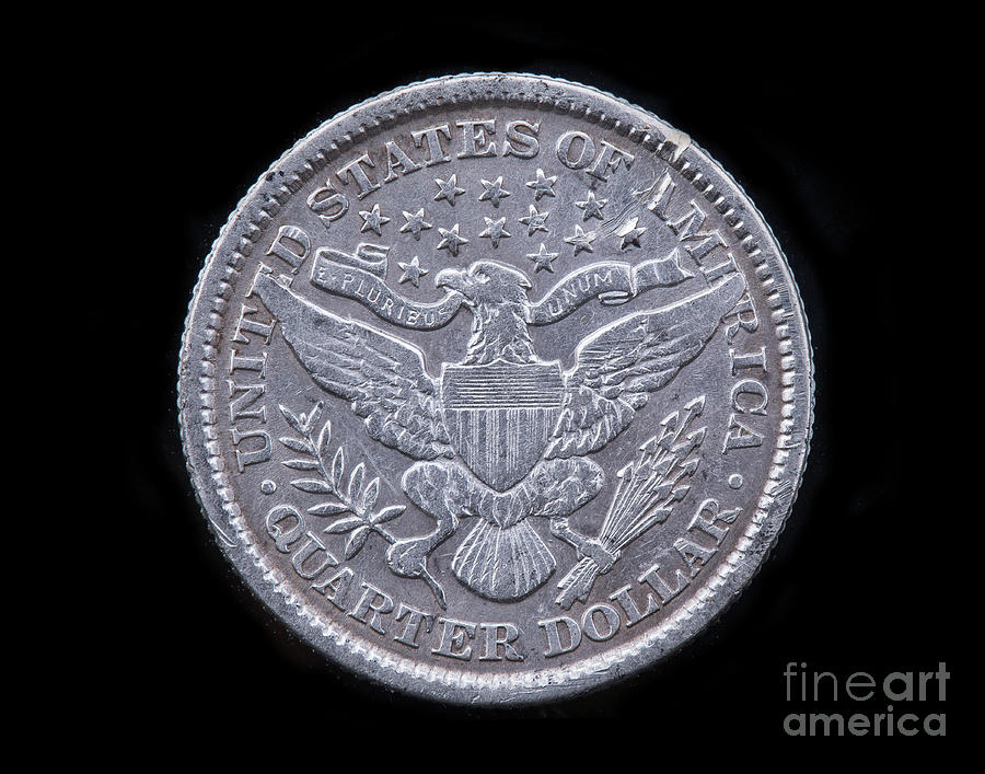 Silver Barber Quarter Coin Reverse Digital Art