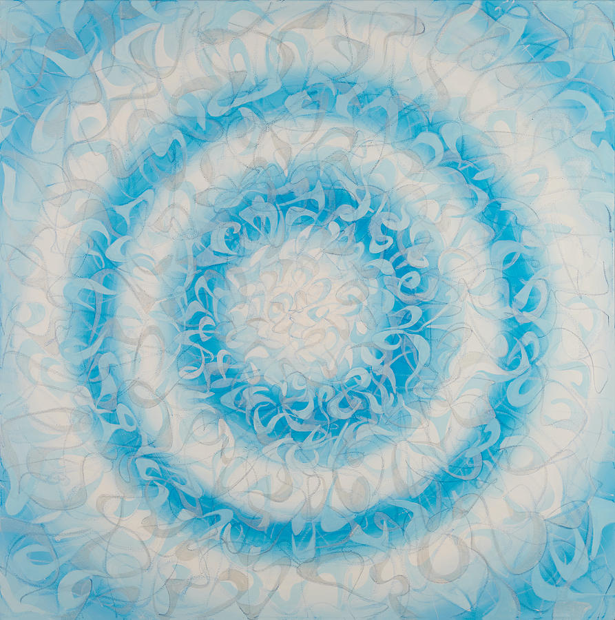 Silver Blue Particles Painting by Britta Burmehl