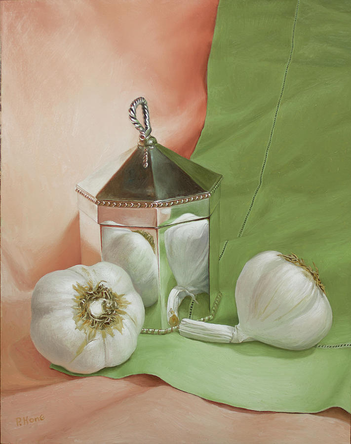 Silver Box With Onions Painting by Hone Williams