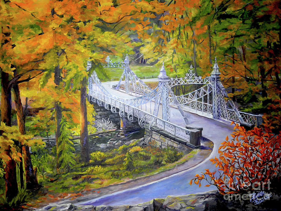 Silver Bridge Painting - Silver Bridge in Mill Creek Park by Beth Basista