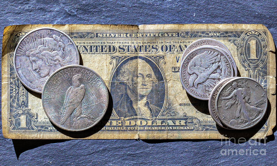 Silver Certificate and Silver Coins Photograph by Randy Steele | Fine ...