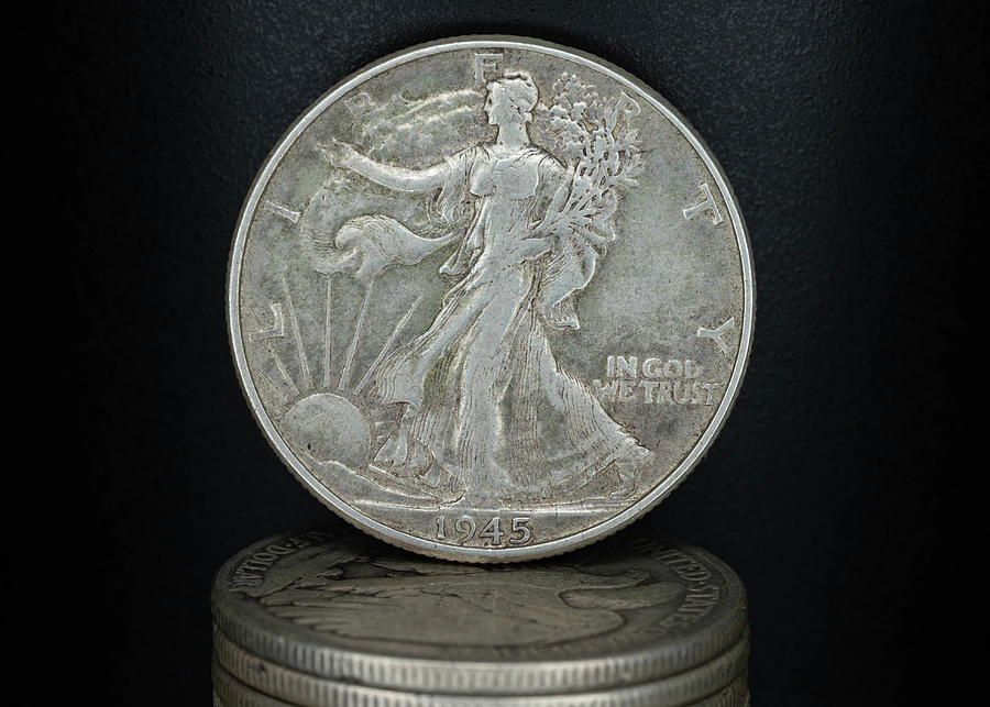 Silver Coins 1945 Walking Liberty Half Dollar  Photograph by Amelia Pearn