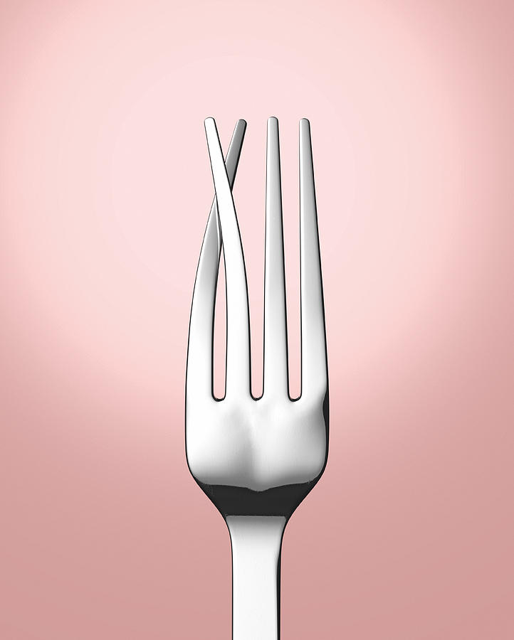 Silver eating fork with prongs crossed Photograph by I Like That One