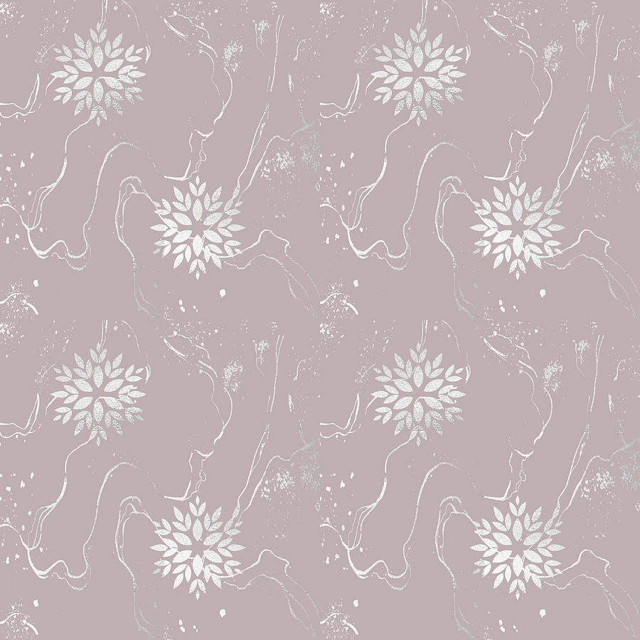 Silver Floral Pattern - 01 Digital Art by Studio Grafiikka