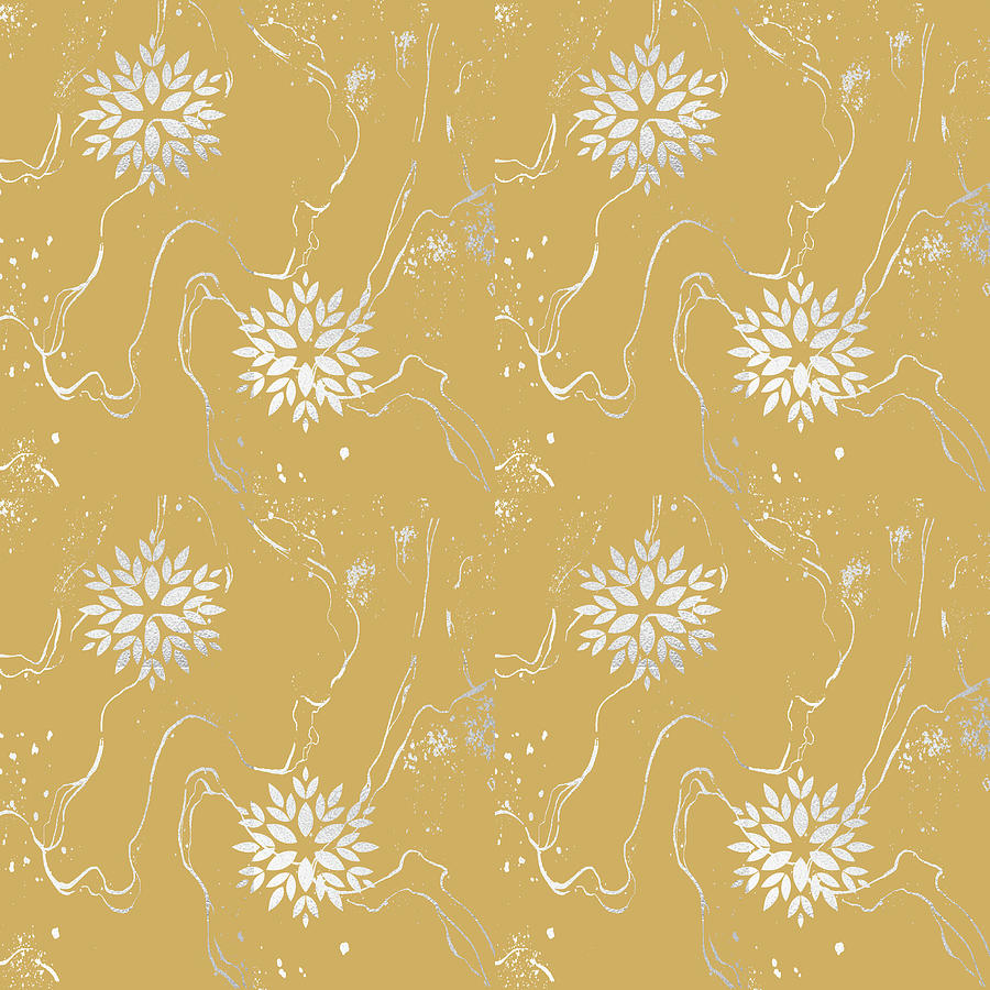 Silver Floral Pattern - 03 Digital Art