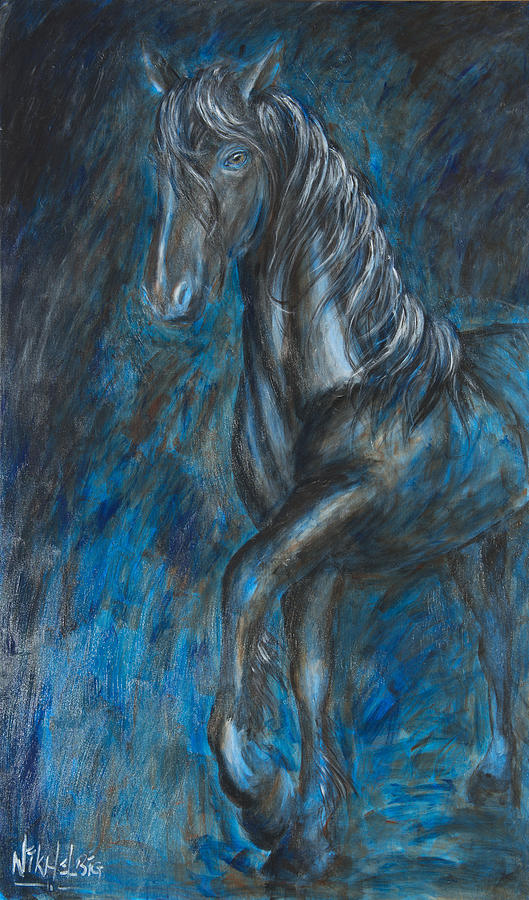 Silver Horse Painting by Nik Helbig