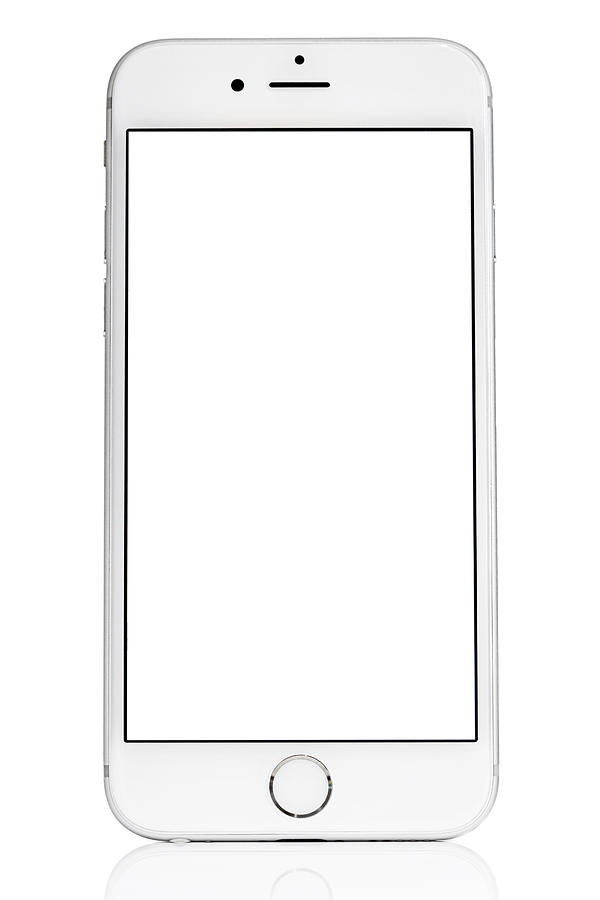 Silver iPhone 6 Isolated on White with Blank Screen Photograph by Caziopeia