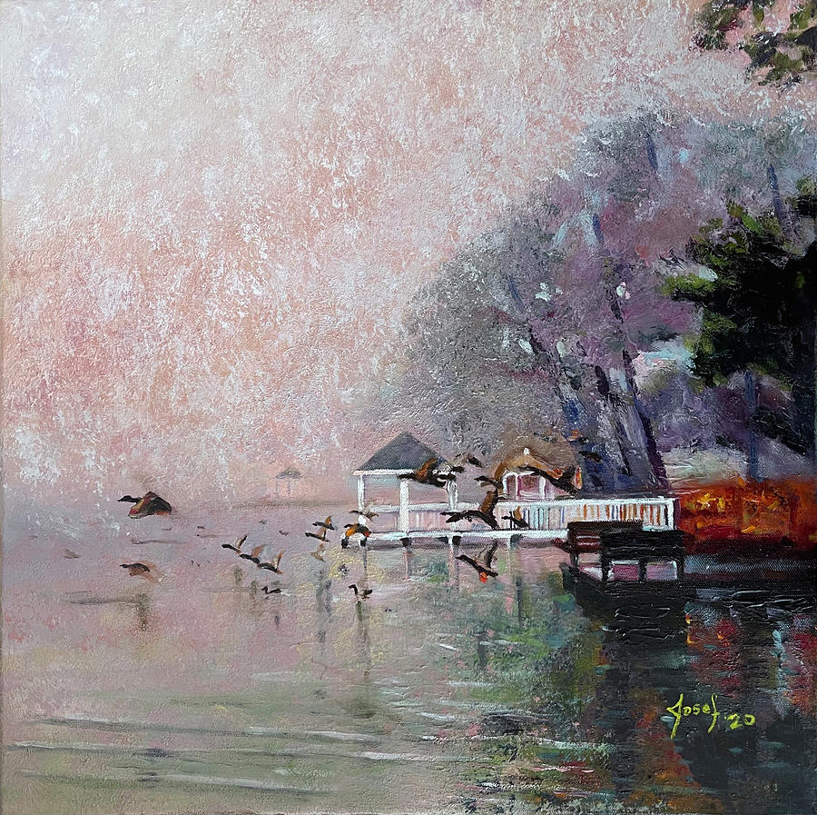 Silver Lake Foggy Morn Painting by Josef Kelly