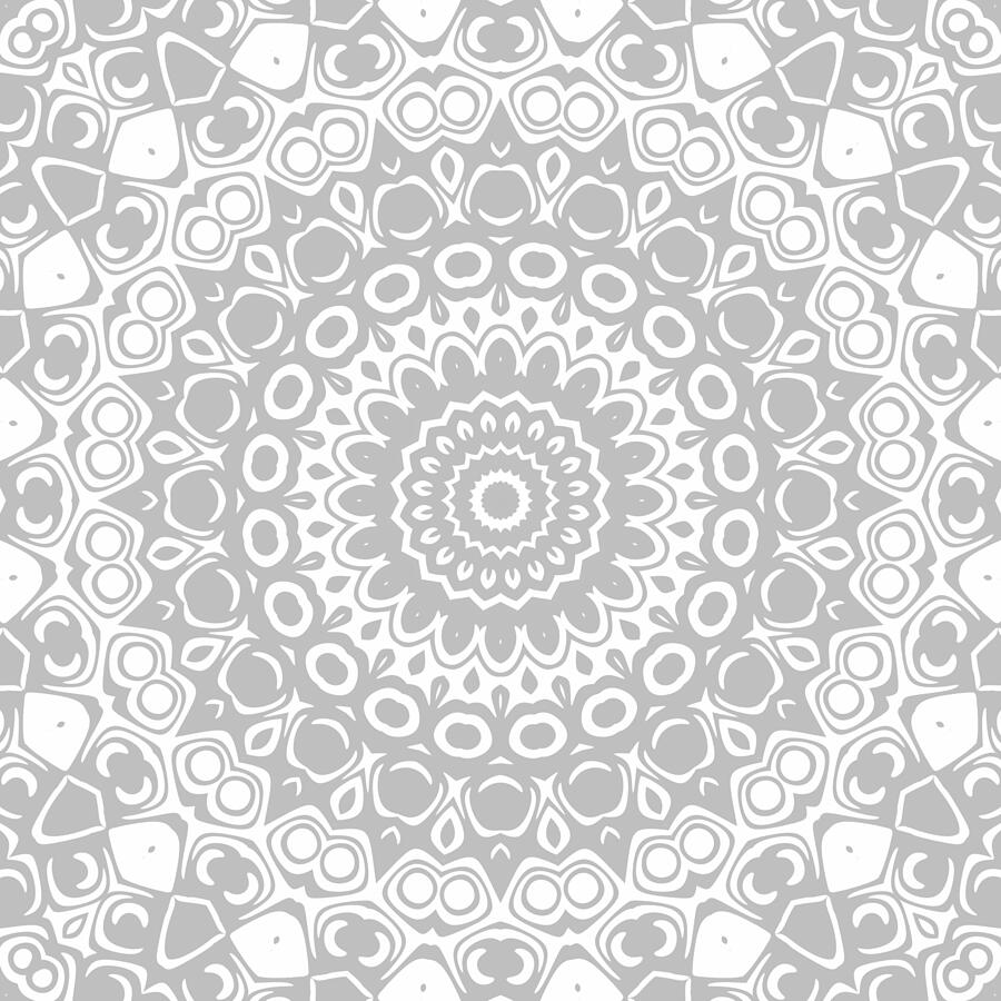 Silver Mandala Kaleidoscope Medallion Flower Digital Art by Mercury McCutcheon