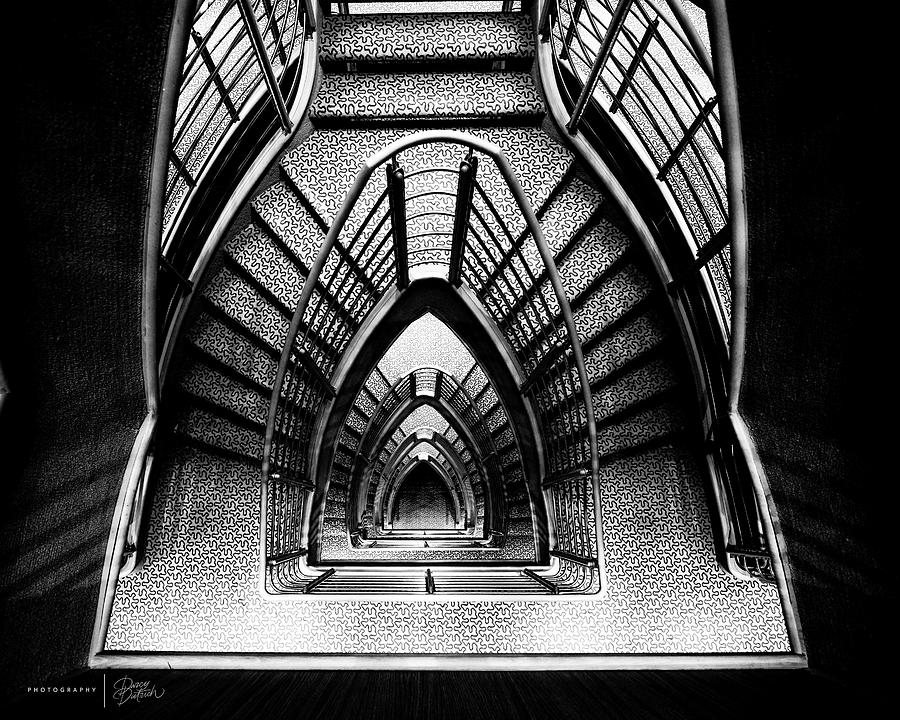 Silver Moon stair Mono Photograph by Darcy Dietrich