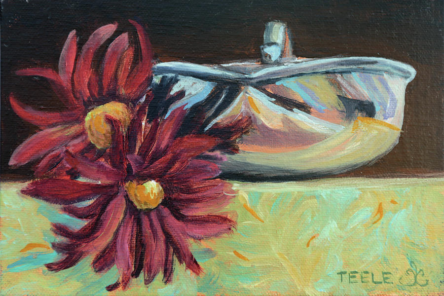 Silver Nut Bowl Painting by Trina Teele