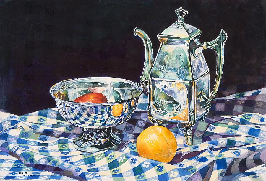 Tea Painting - Silver Pitcher 3 by JoAnne Nixon