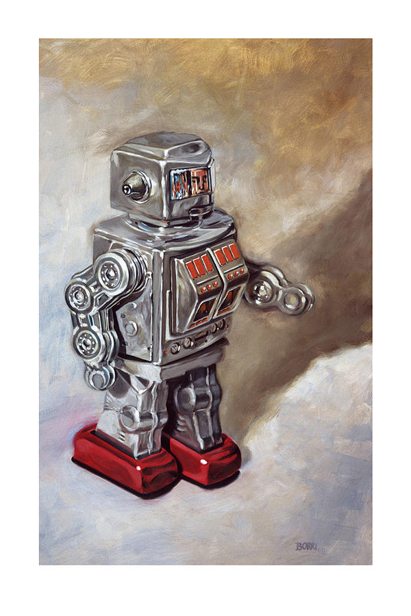 Silver Robot Painting by Joe Borri