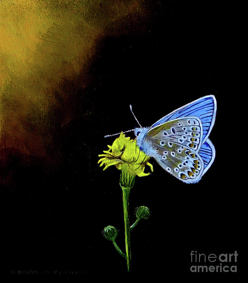 Silver Studded Blue Painting by Gordon Palmer