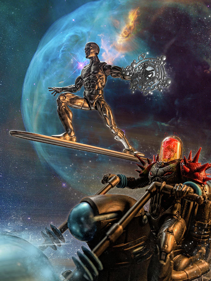 Silver Surfer and Cosmic Ghost Rider Marvel Legends Digital Art by