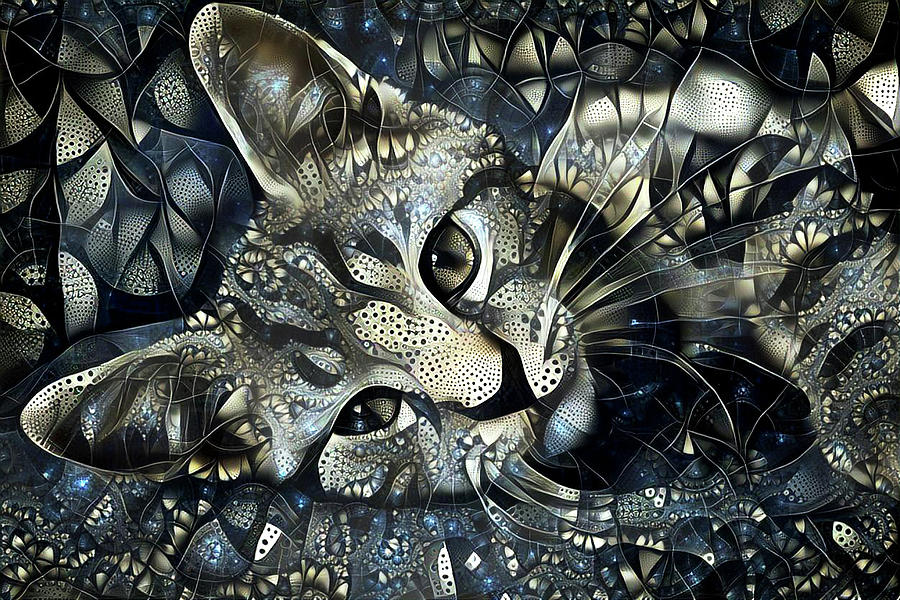 Silver Tabby Kitten Portrait Mixed Media by Peggy Collins