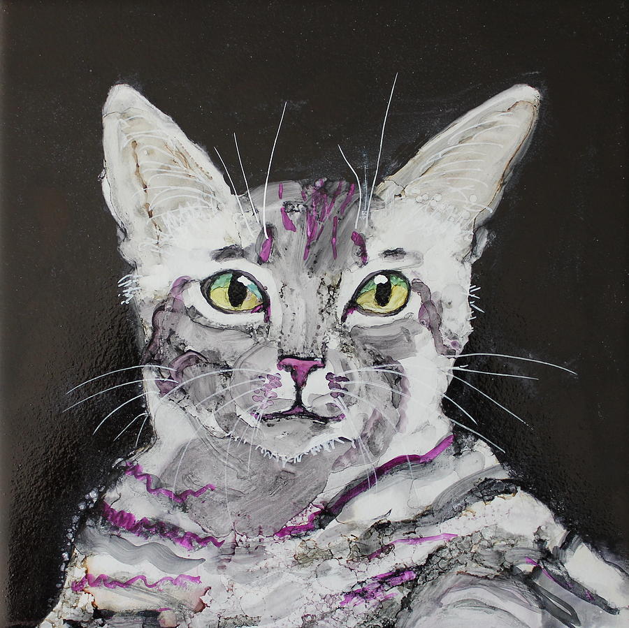 Silver Tabby Painting by Ruth Kamenev